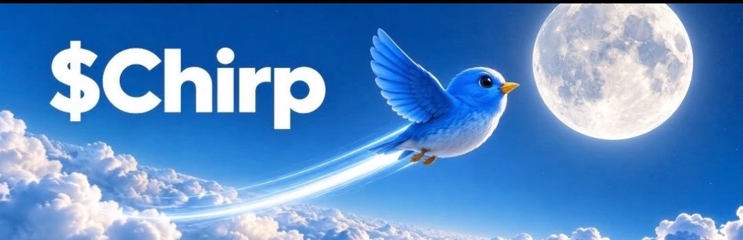 Blue CHIRP bird flying through a moonlit sky